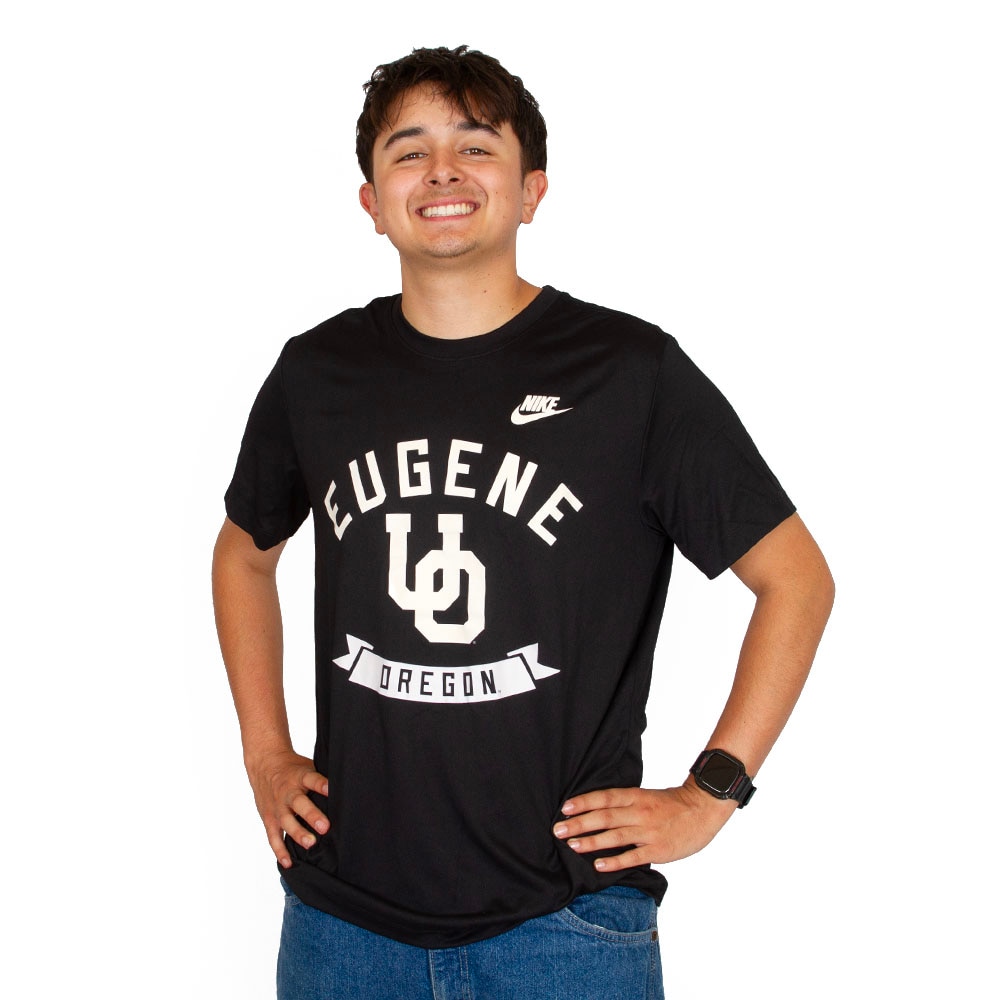 Interlocking UO, Nike, Black, Crew Neck, Polyester Blend, Men, Natural, Eugene, T-Shirt, 966666